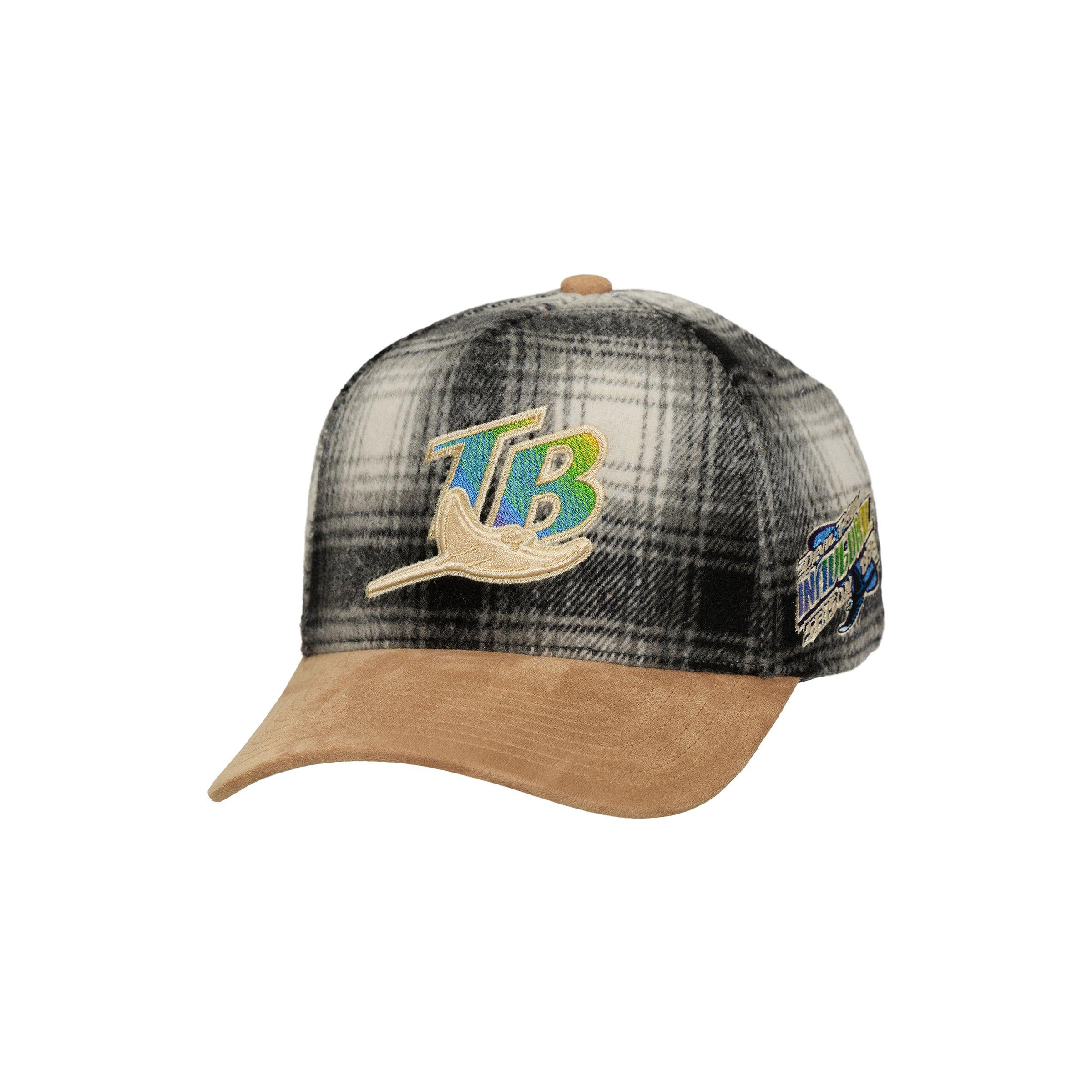 Mitchell & Ness Tampa Bay Rays Plaid Snapback Hat - Black - BLACK